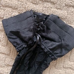 Lace up black thigh high stockings